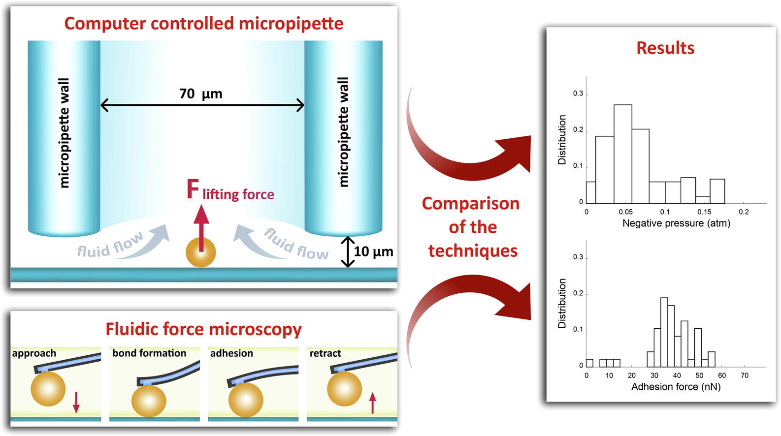 Adhesion force measurements on functionalized microbeads: 
An in-depth comparison of computer controlled micropipette and fluidic force microscopy